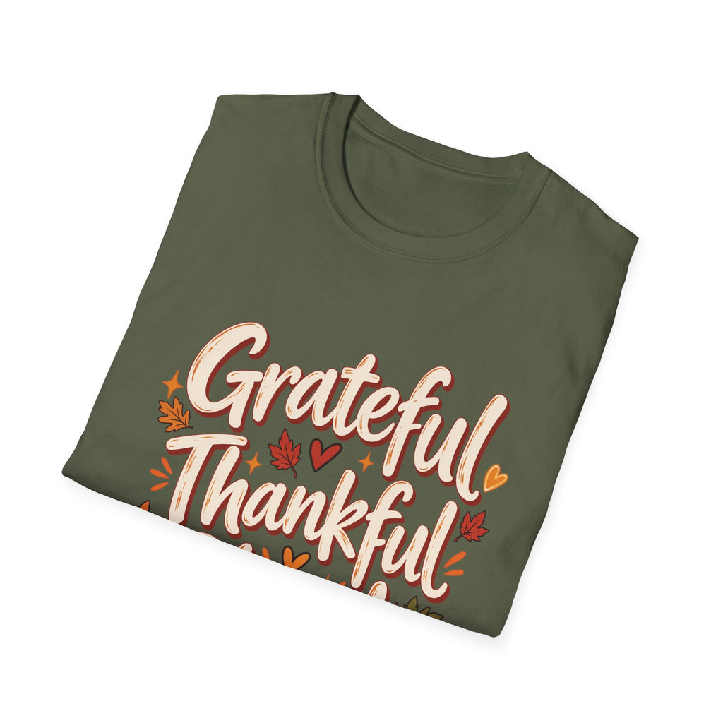 Grateful Thankful Blessed Fall T-Shirt | Rustic Thanksgiving Graphic Tee