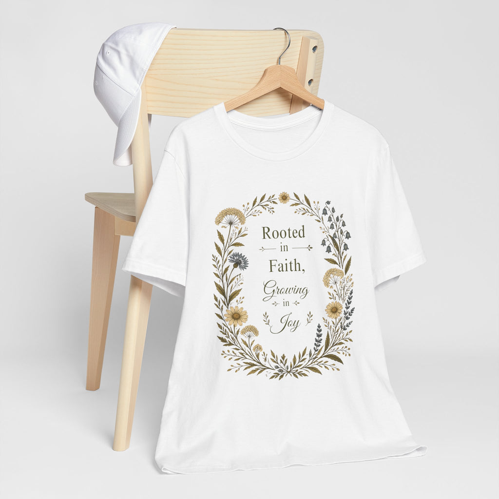 Rooted in Faith Floral Tee — "Rooted in Faith, Growing in Joy" Inspirational T‑Shirt