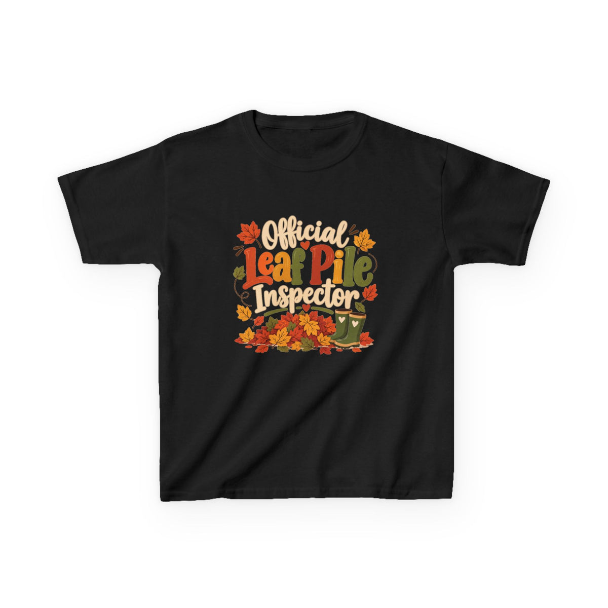 Official Leaf Pile Inspector Kids T-Shirt | Fall Kids Tee