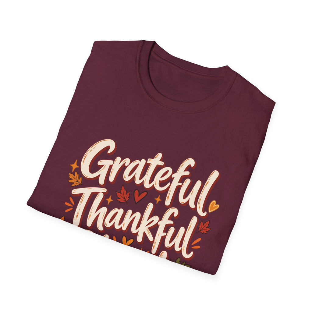 Grateful Thankful Blessed Fall T-Shirt | Rustic Thanksgiving Graphic Tee