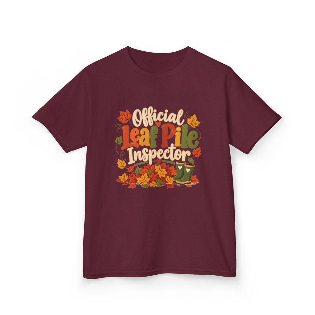 Official Leaf Pile Inspector Kids T-Shirt | Fall Kids Tee