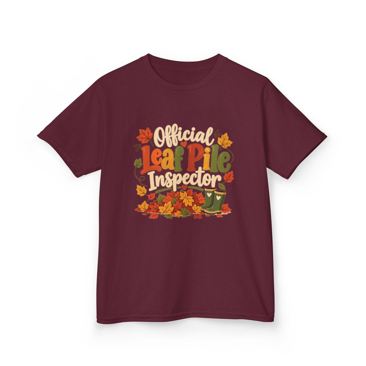 Official Leaf Pile Inspector Kids T-Shirt | Fall Kids Tee