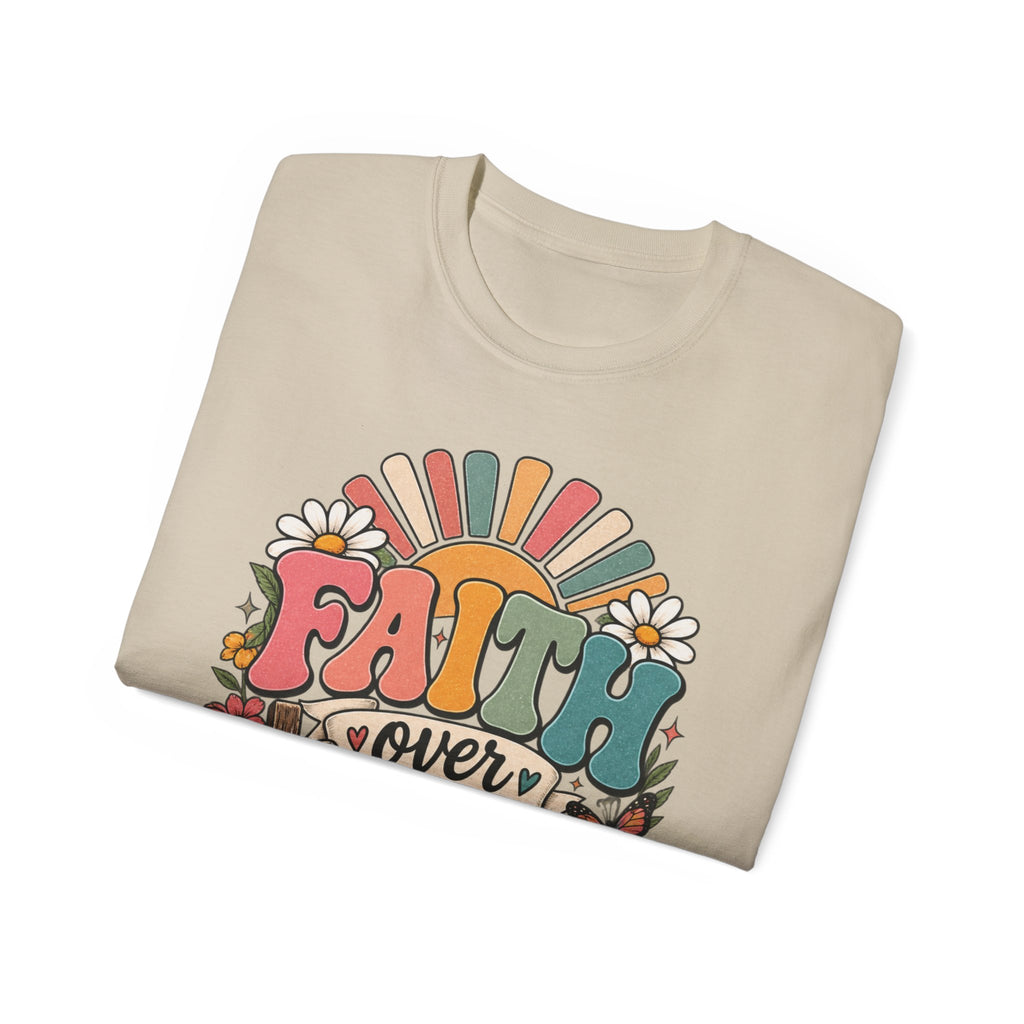 Faith Over Fear Retro Christian Tee 🌼