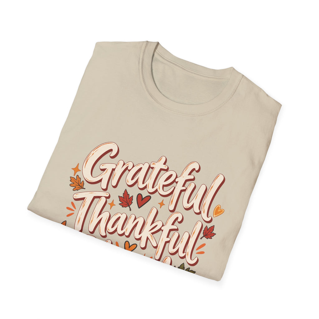 Grateful Thankful Blessed Fall T-Shirt | Rustic Thanksgiving Graphic Tee