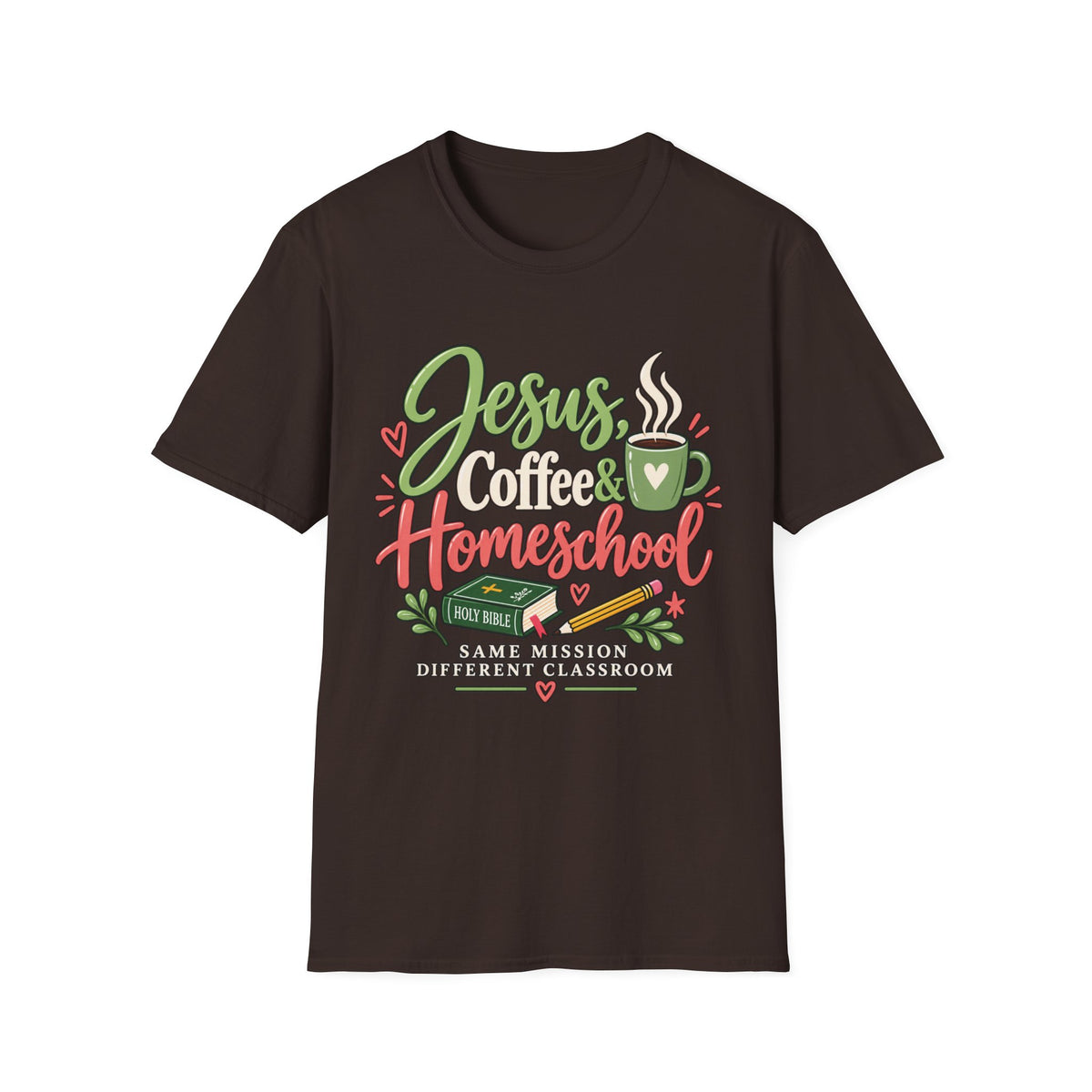 Jesus, Coffee & Homeschool T-Shirt | Christian Homeschool Mom Tee