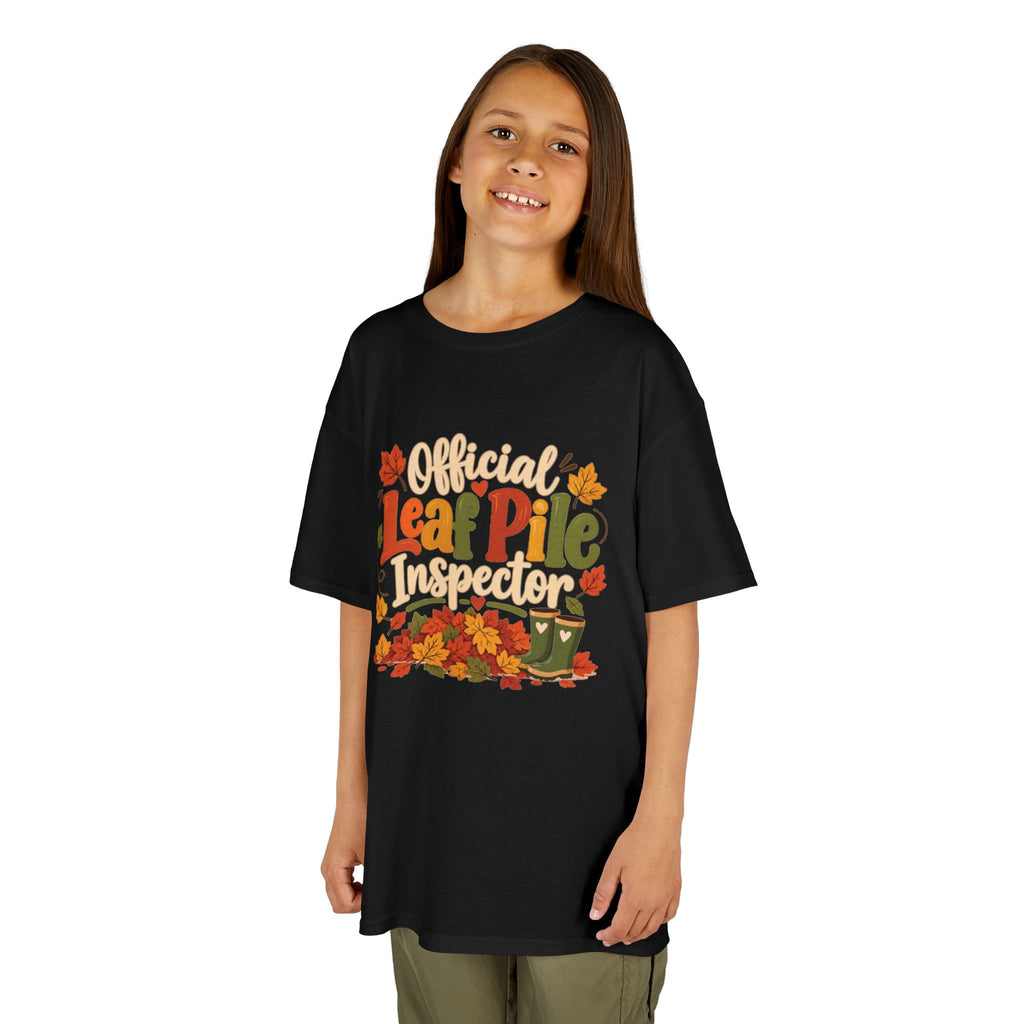Official Leaf Pile Inspector Kids T-Shirt | Fall Kids Tee