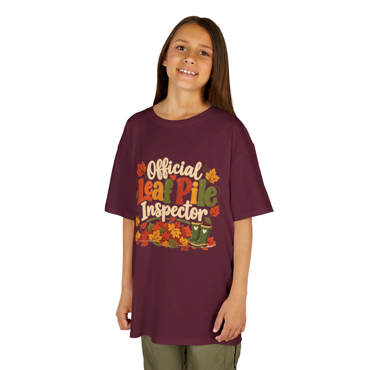 Official Leaf Pile Inspector Kids T-Shirt | Fall Kids Tee