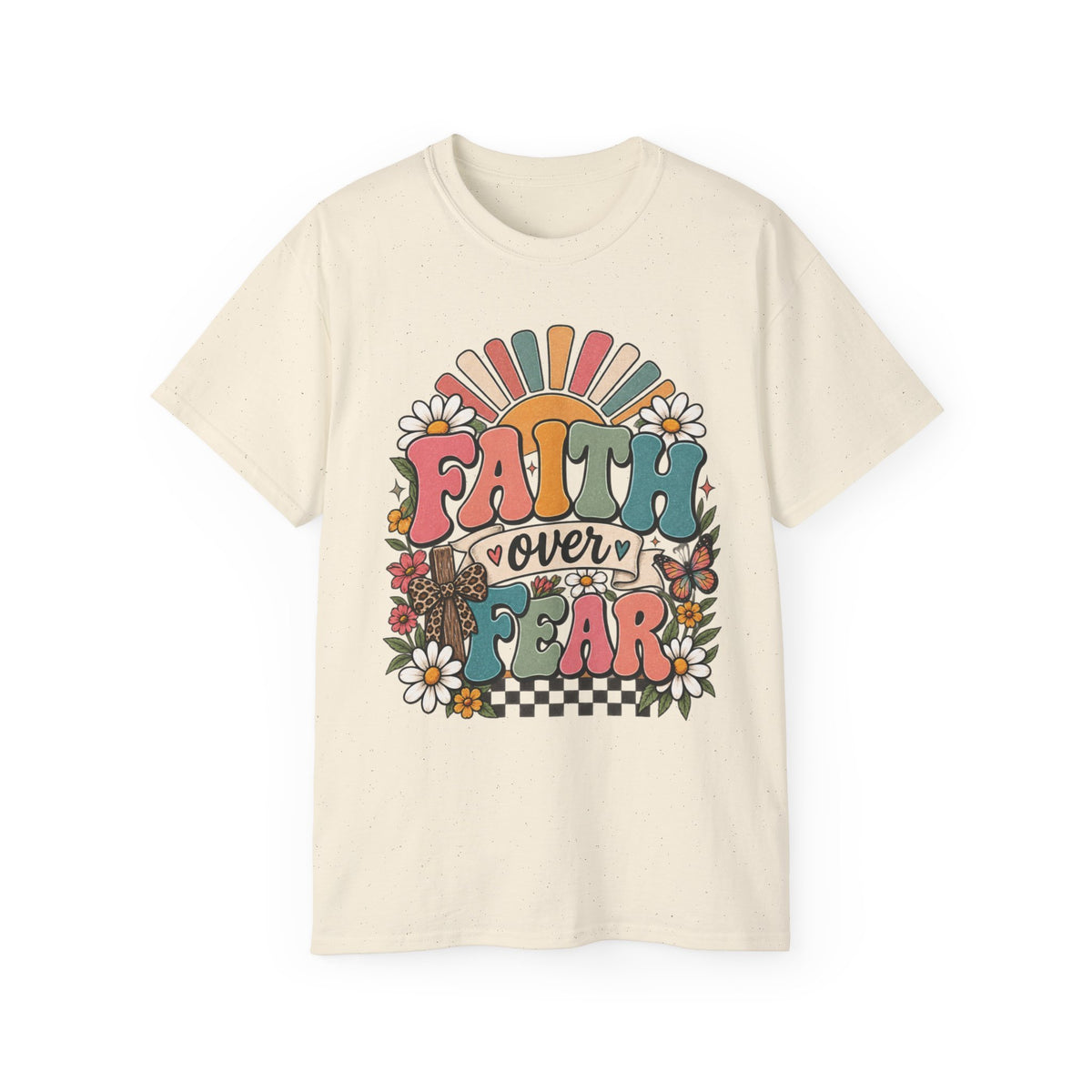 Faith Over Fear Retro Christian Tee 🌼