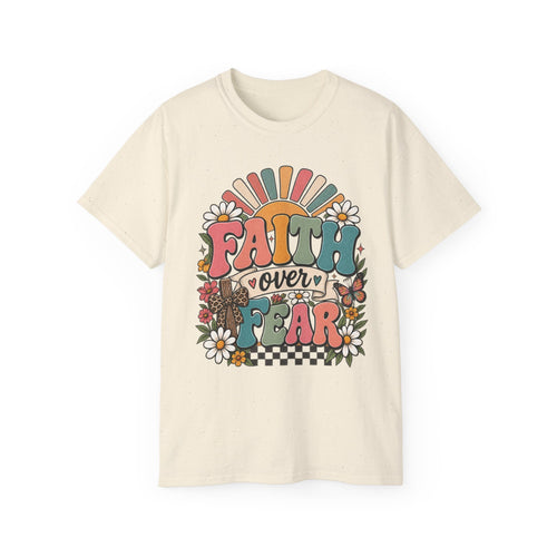 Faith Over Fear Retro Christian Tee 🌼