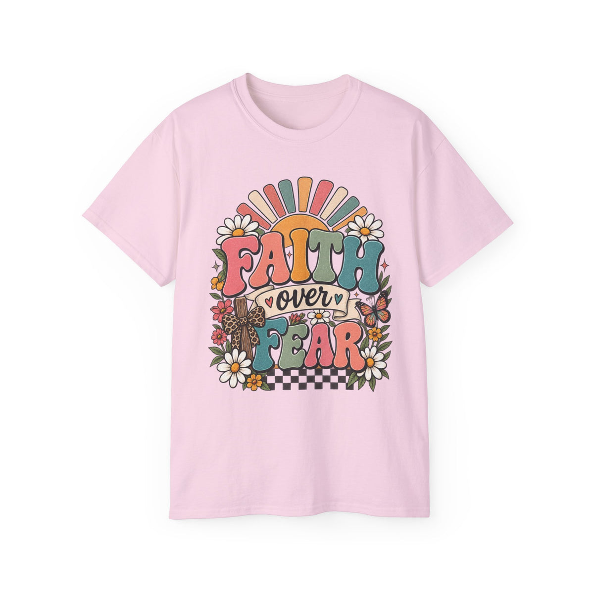 Faith Over Fear Retro Christian Tee 🌼
