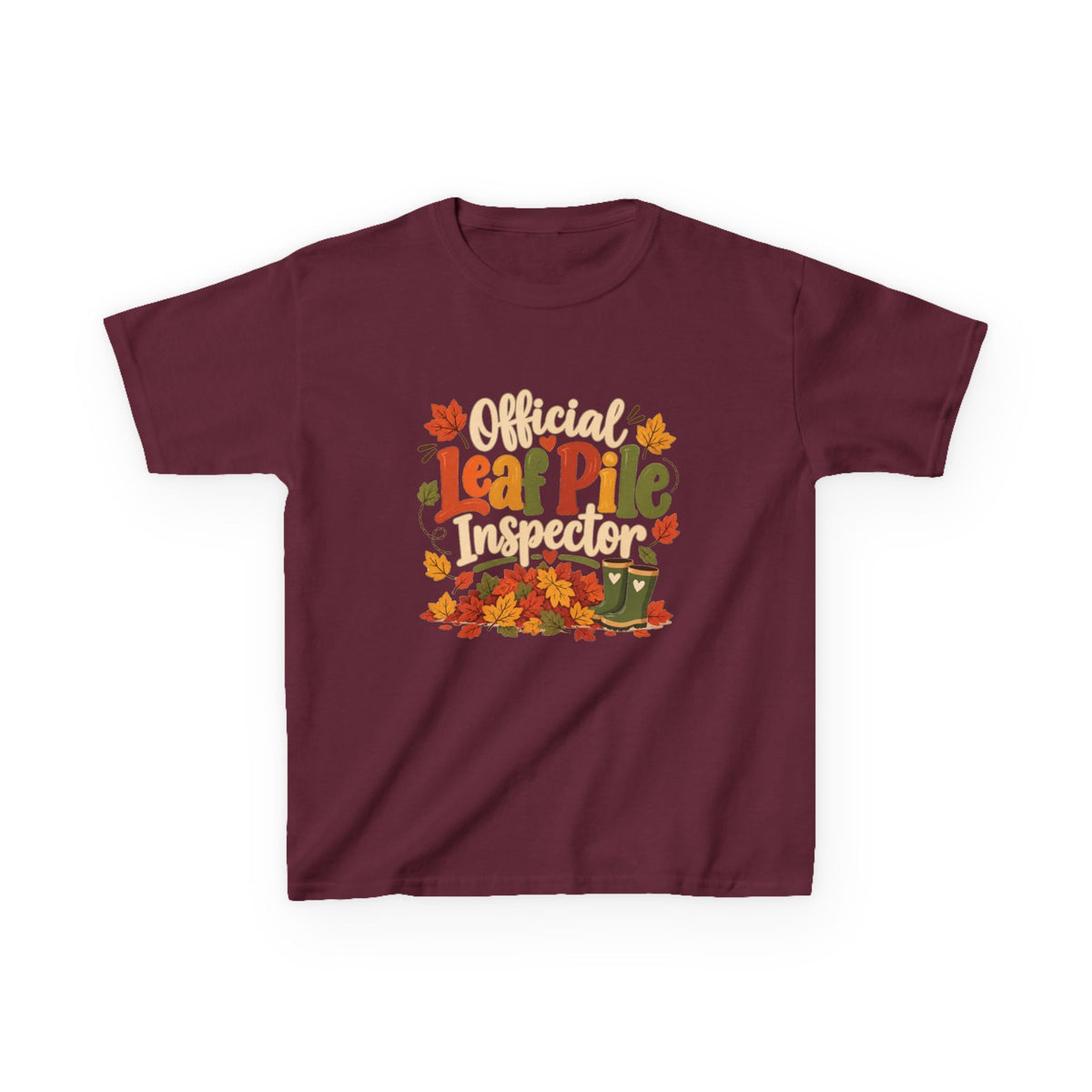Official Leaf Pile Inspector Kids T-Shirt | Fall Kids Tee