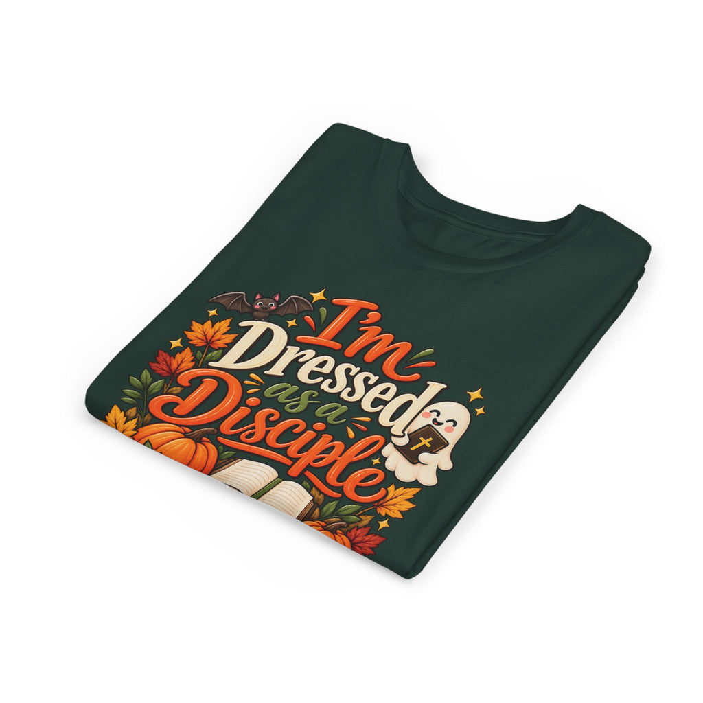 I’m Dressed as a Disciple Kids T-Shirt | Christian Halloween Youth Tee
Faith over fright. 🎃✝️