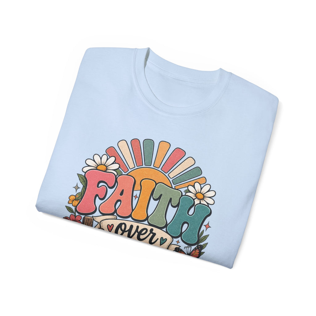 Faith Over Fear Retro Christian Tee 🌼