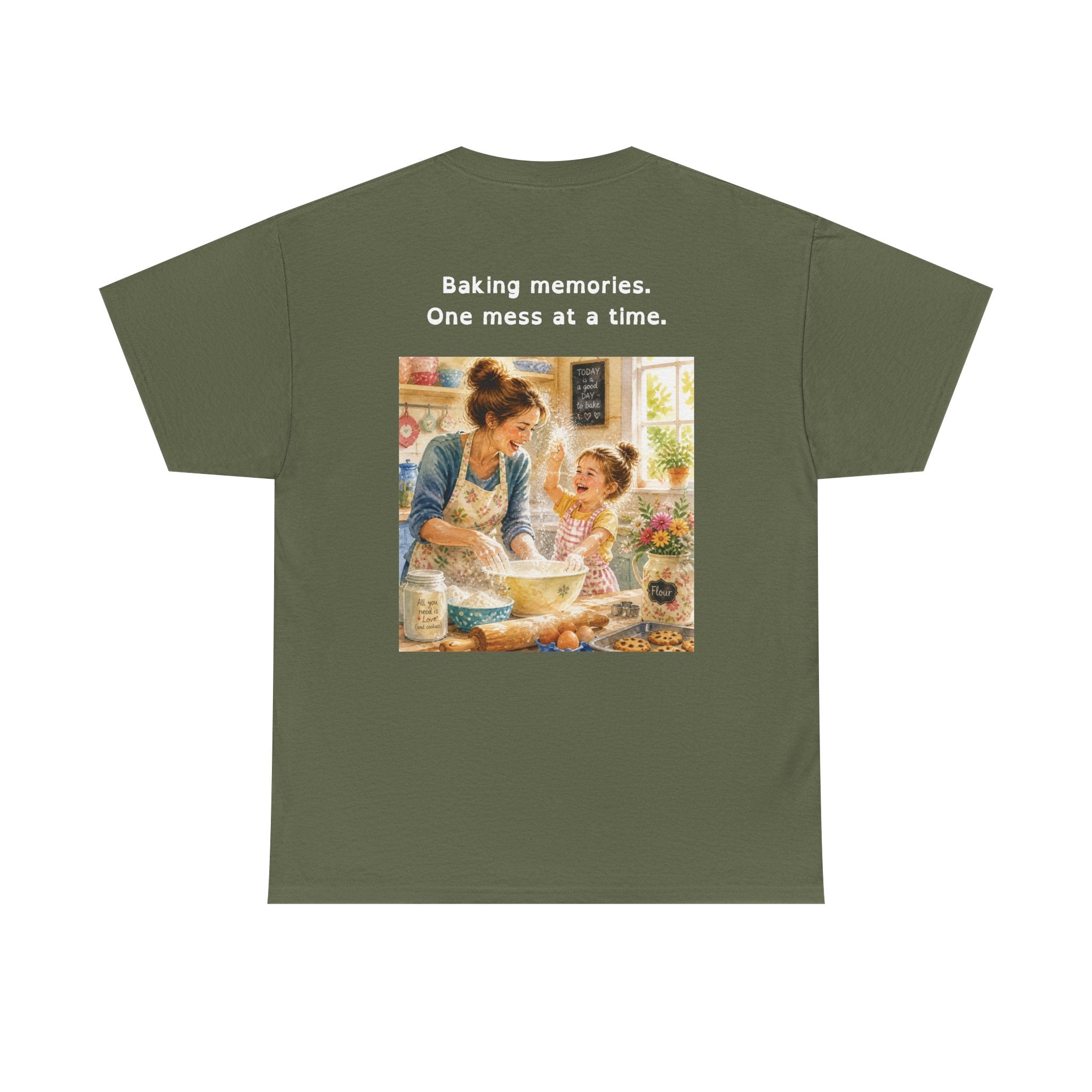 Women's Baking Memories T‑Shirt  "Baking memories. One mess at a time." Retro Mom & Kids Baking Tee