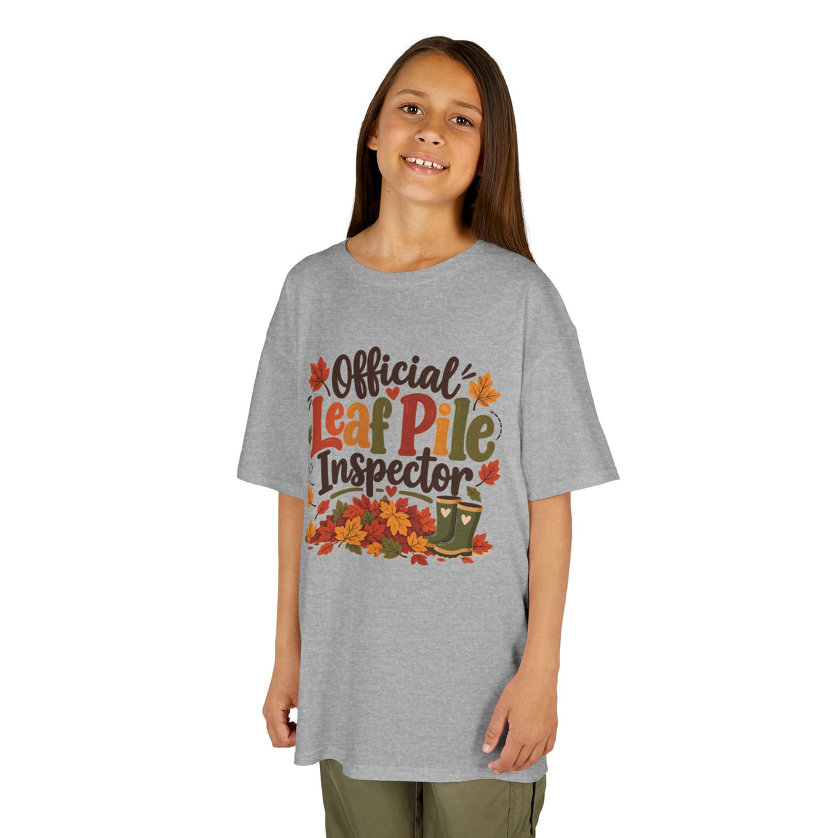 Official Leaf Pile Inspector Kids T-Shirt | Fall Kids Tee