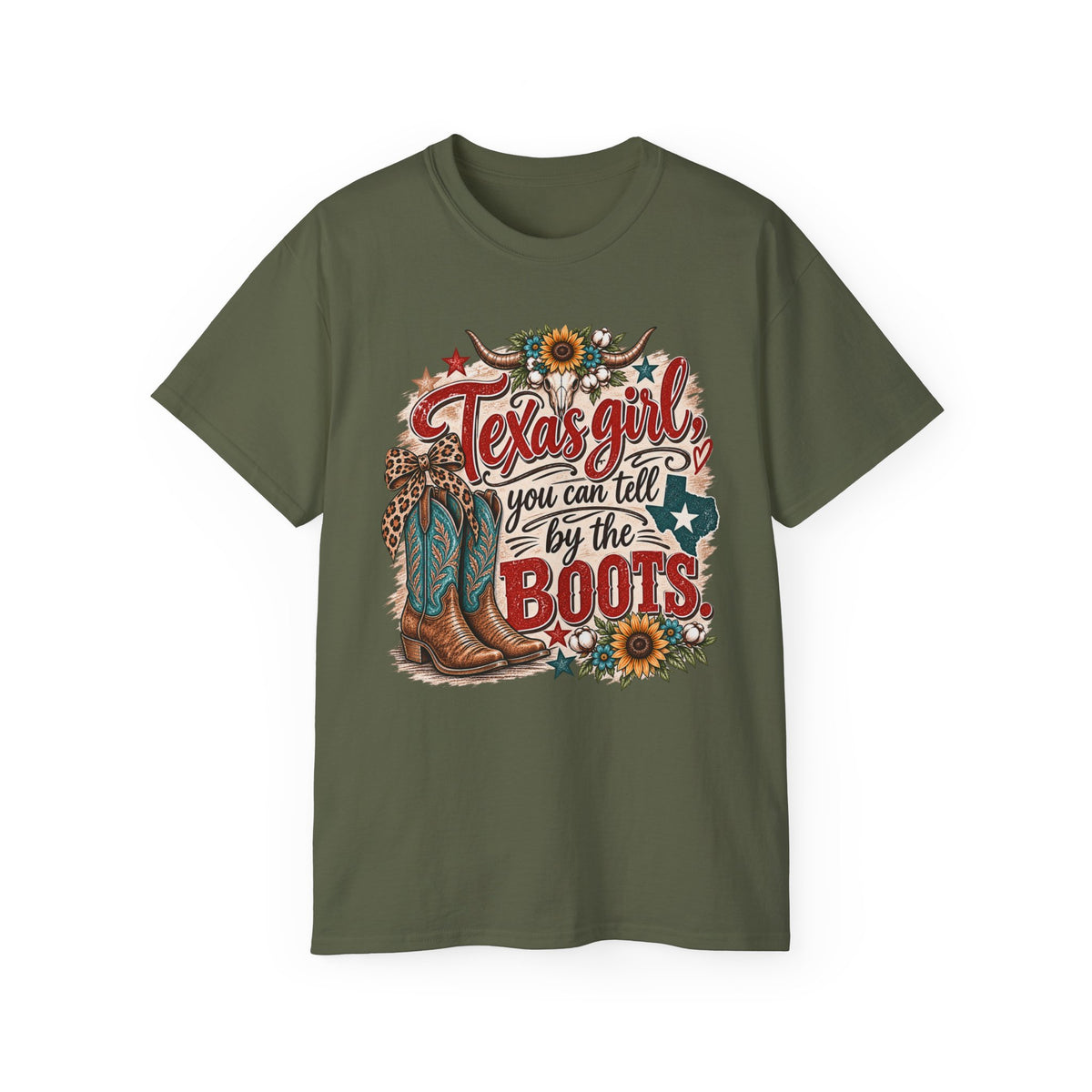 🤠 "Texas Girl – You Can Tell by the Boots" Women's  Tee