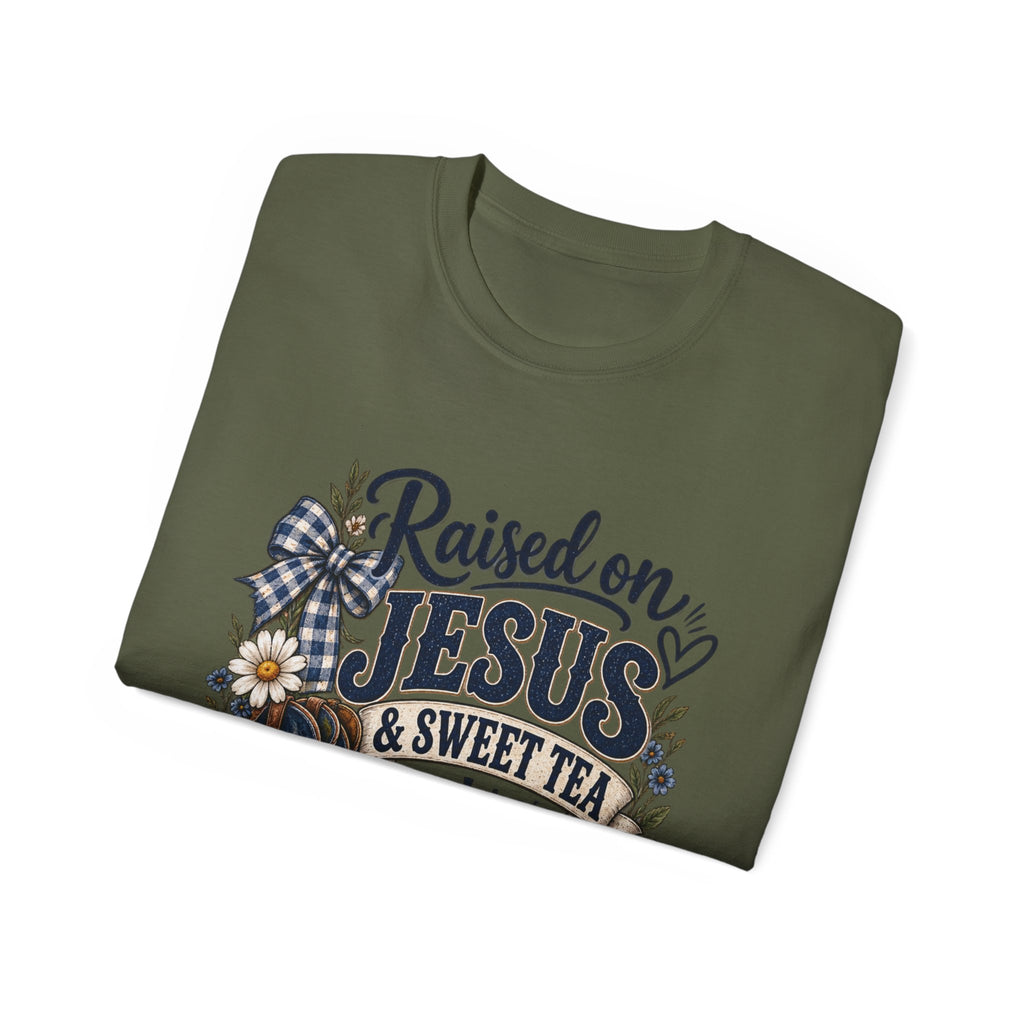 🤎 "Raised on Jesus & Sweet Tea Y’all" Tee
