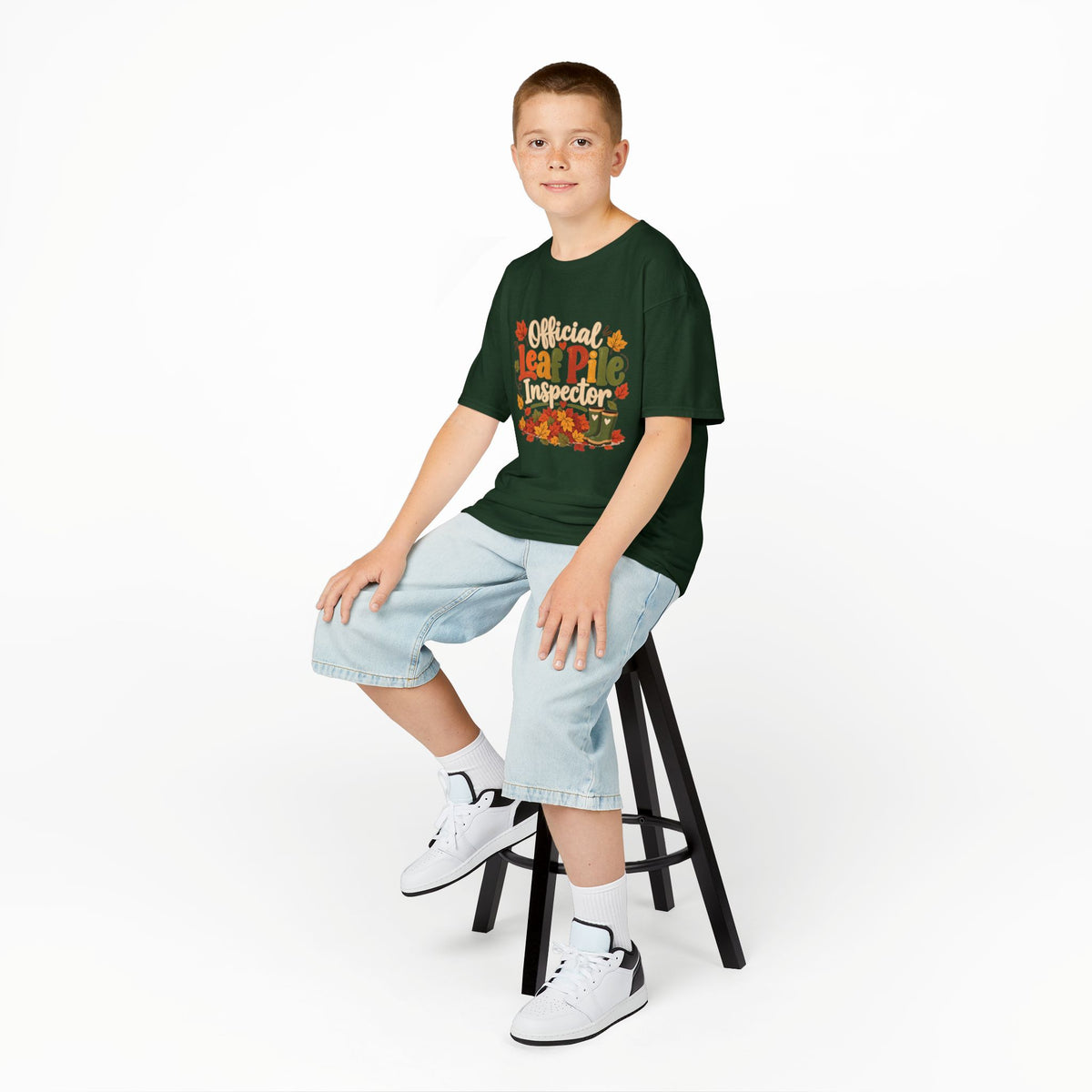 Official Leaf Pile Inspector Kids T-Shirt | Fall Kids Tee