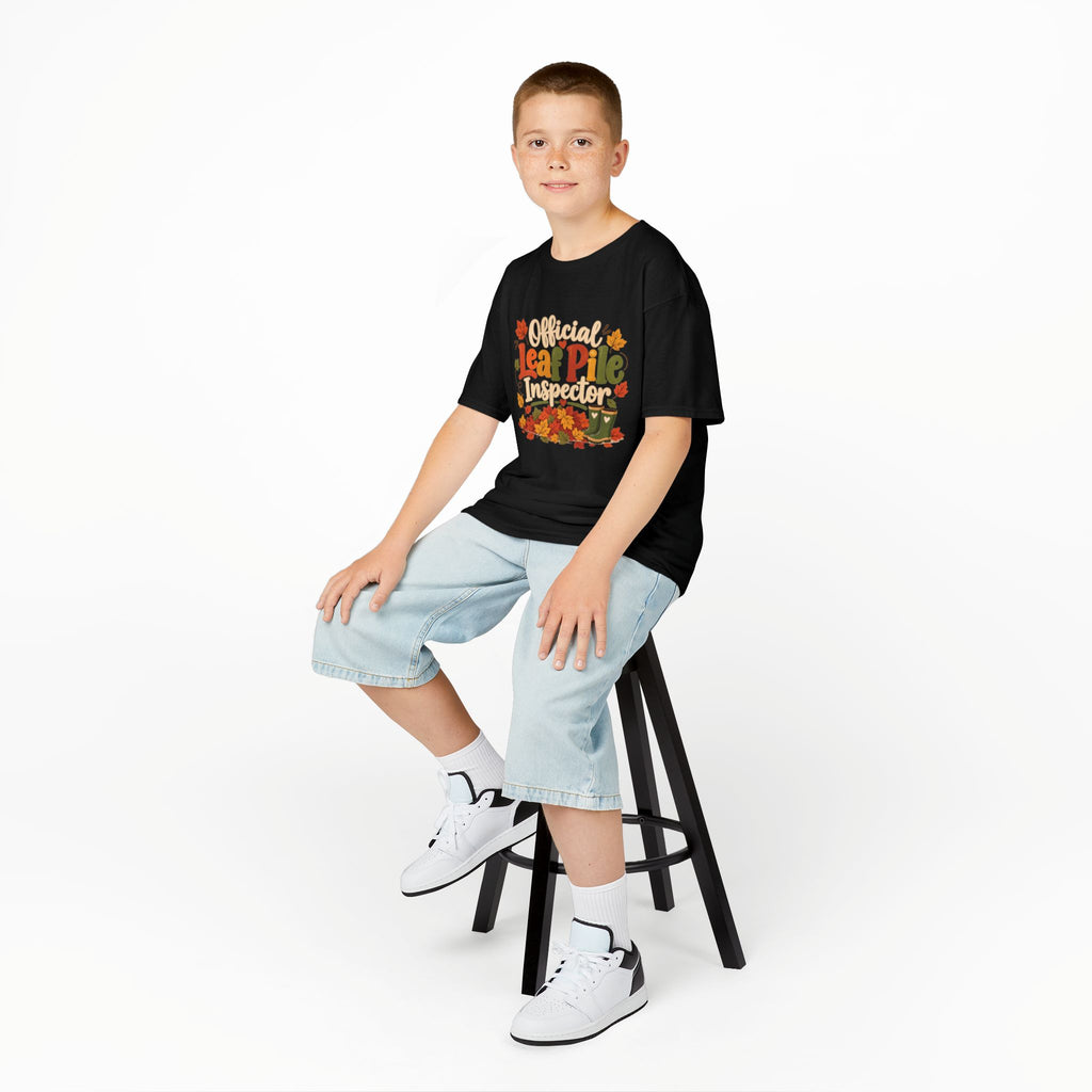 Official Leaf Pile Inspector Kids T-Shirt | Fall Kids Tee