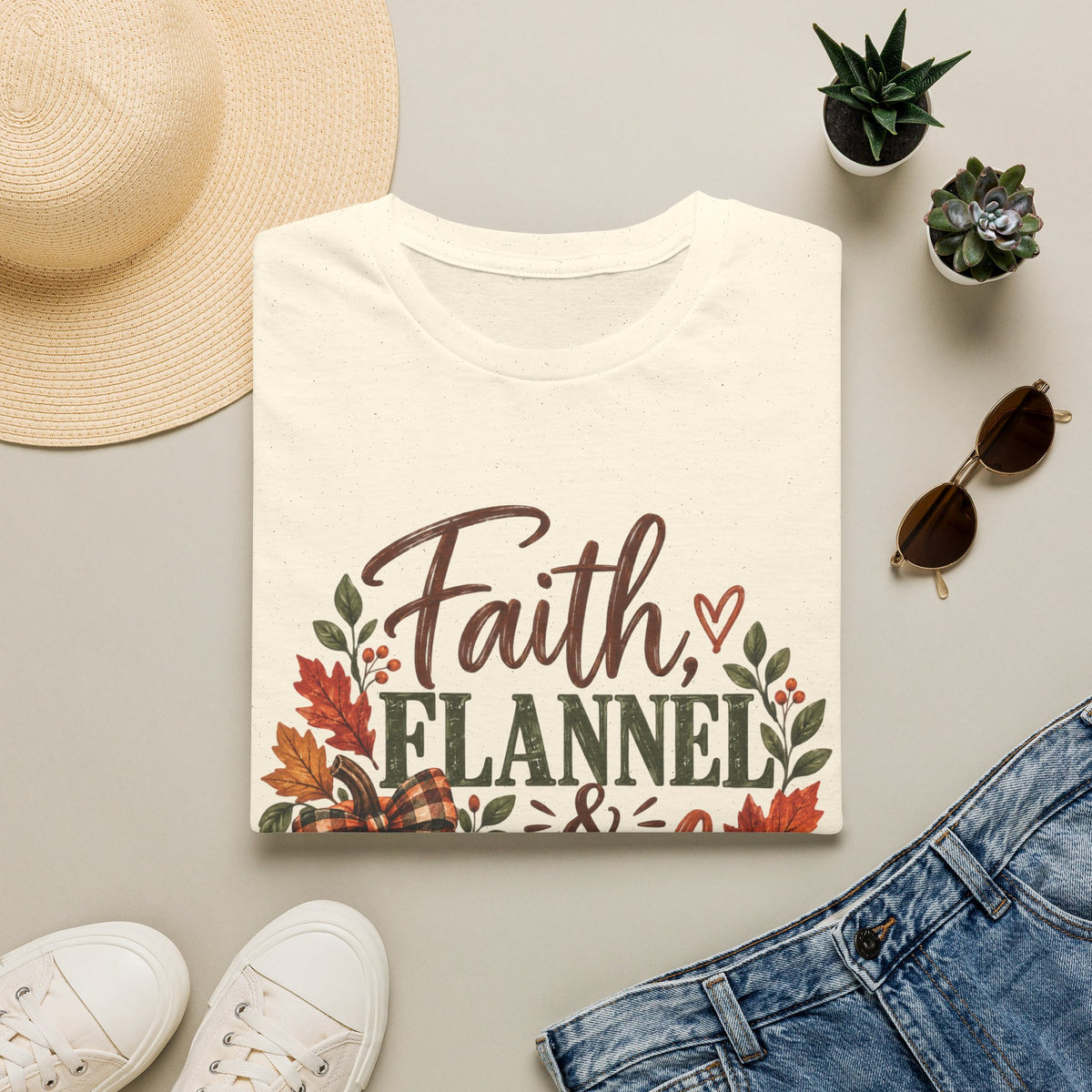 Faith, Flannel & Fall T-Shirt | Christian Fall Tee