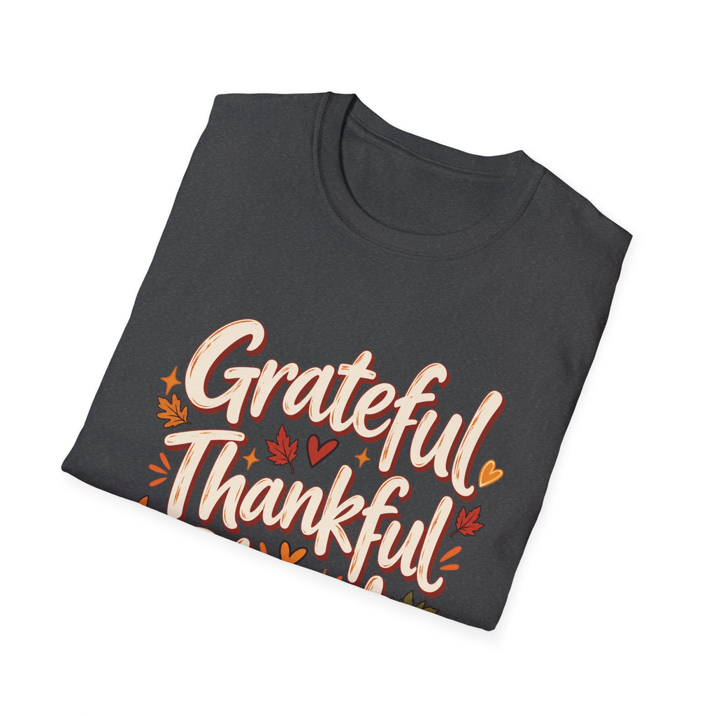 Grateful Thankful Blessed Fall T-Shirt | Rustic Thanksgiving Graphic Tee