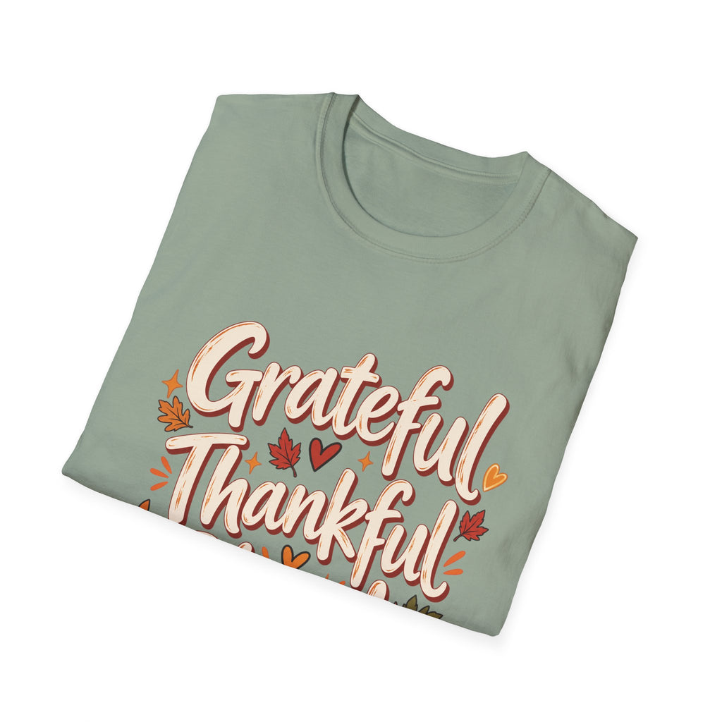 Grateful Thankful Blessed Fall T-Shirt | Rustic Thanksgiving Graphic Tee