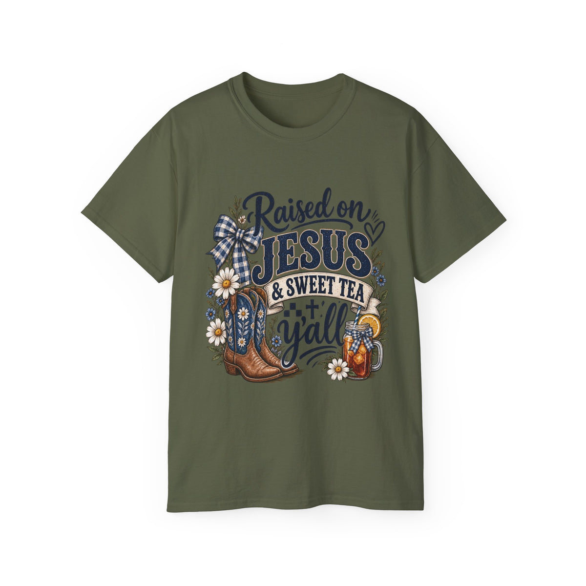 🤎 "Raised on Jesus & Sweet Tea Y’all" Tee