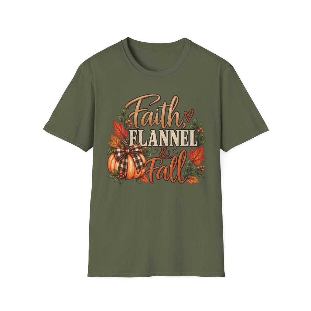 Faith, Flannel & Fall T-Shirt | Christian Fall Tee