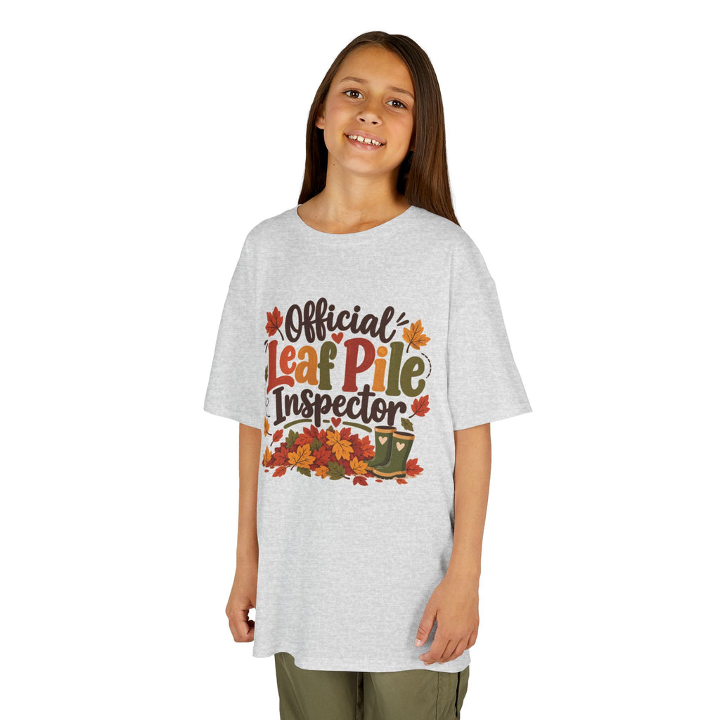 Official Leaf Pile Inspector Kids T-Shirt | Fall Kids Tee