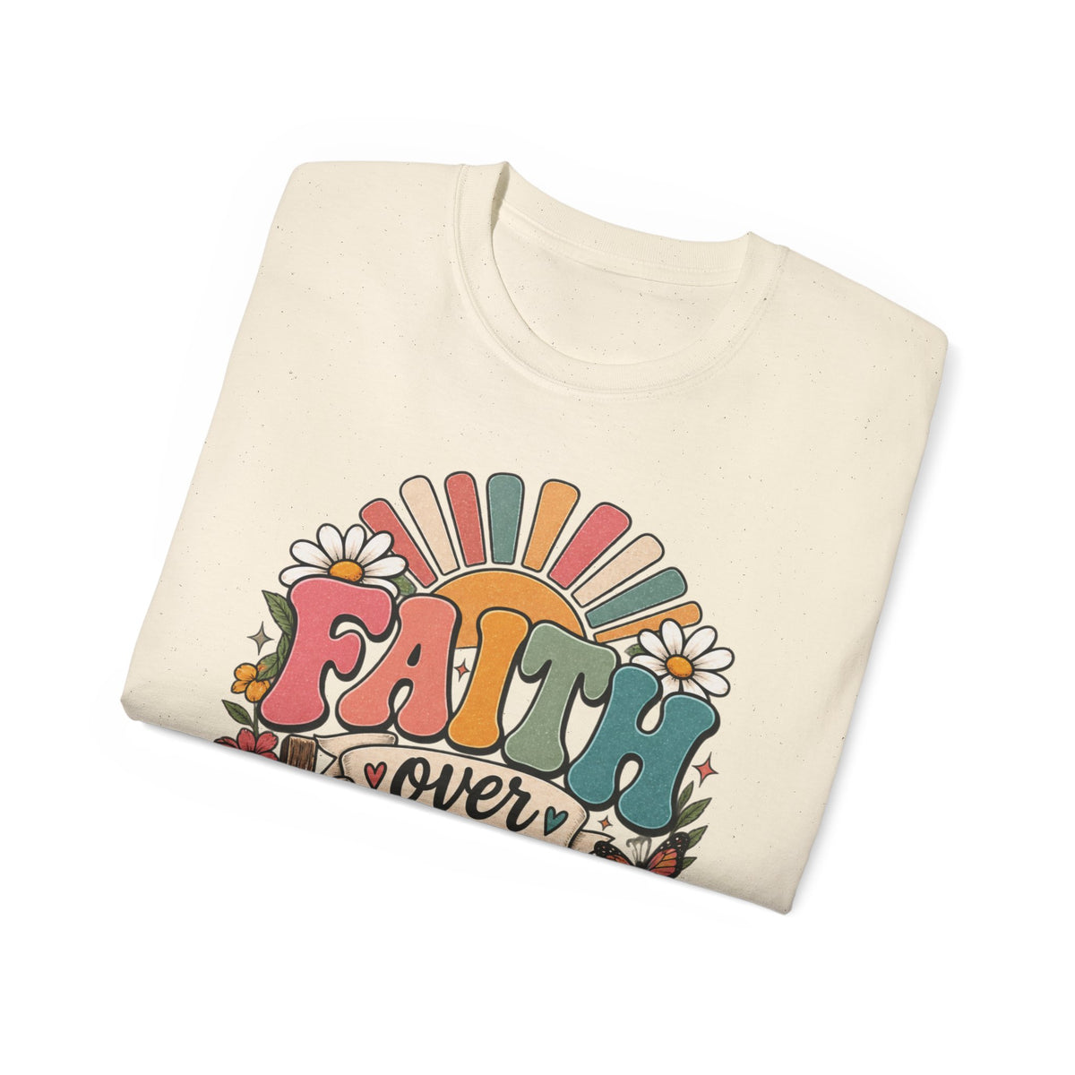 Faith Over Fear Retro Christian Tee 🌼