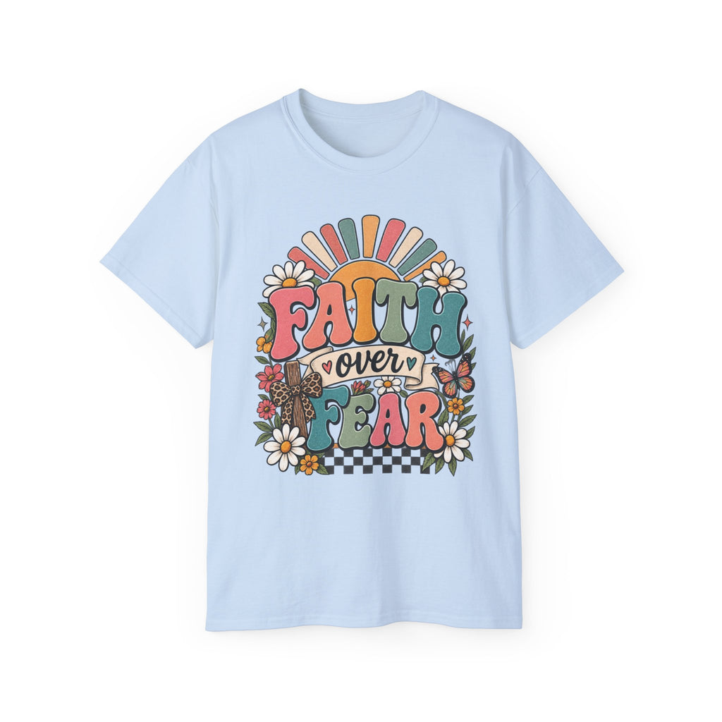 Faith Over Fear Retro Christian Tee 🌼