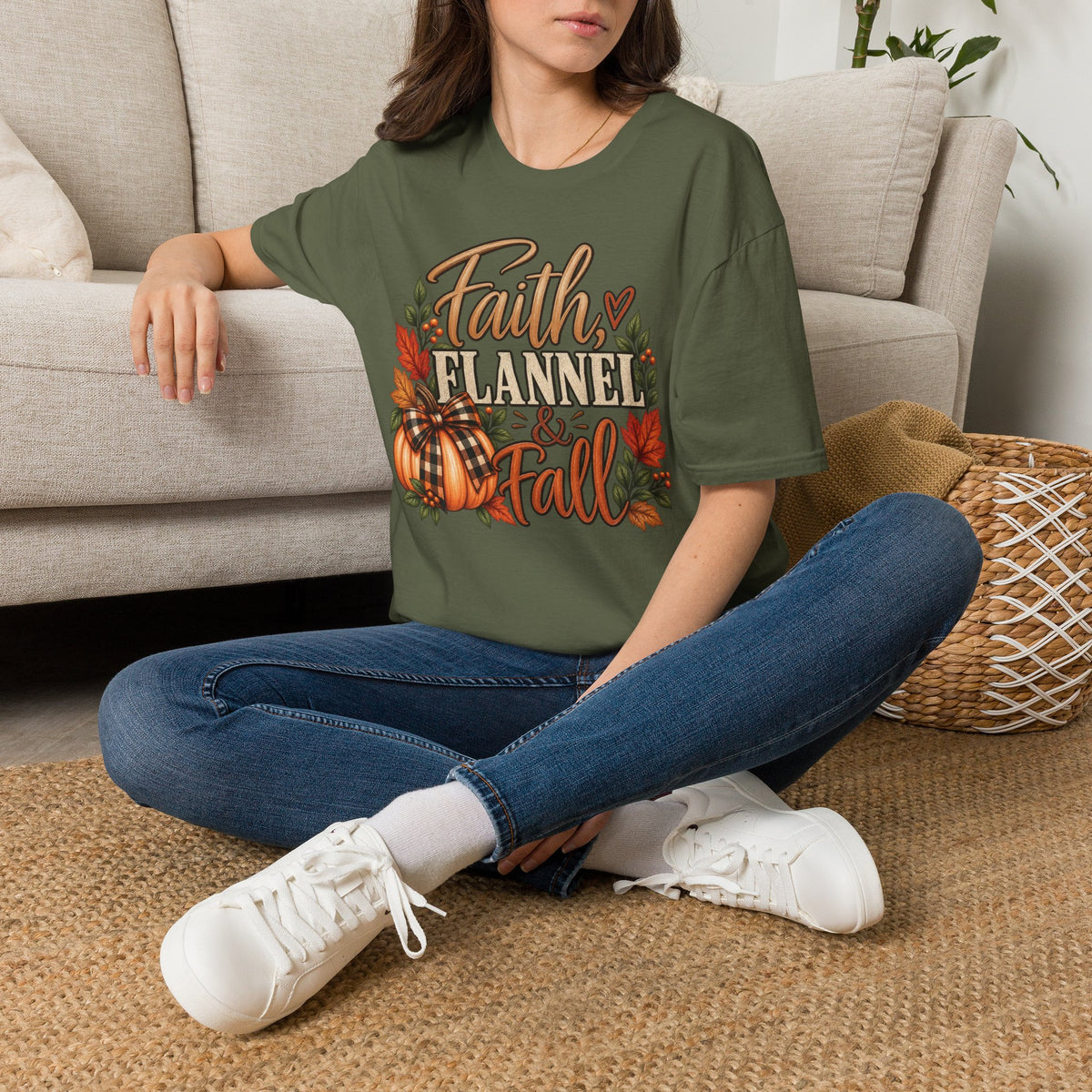 Faith, Flannel & Fall T-Shirt | Christian Fall Tee