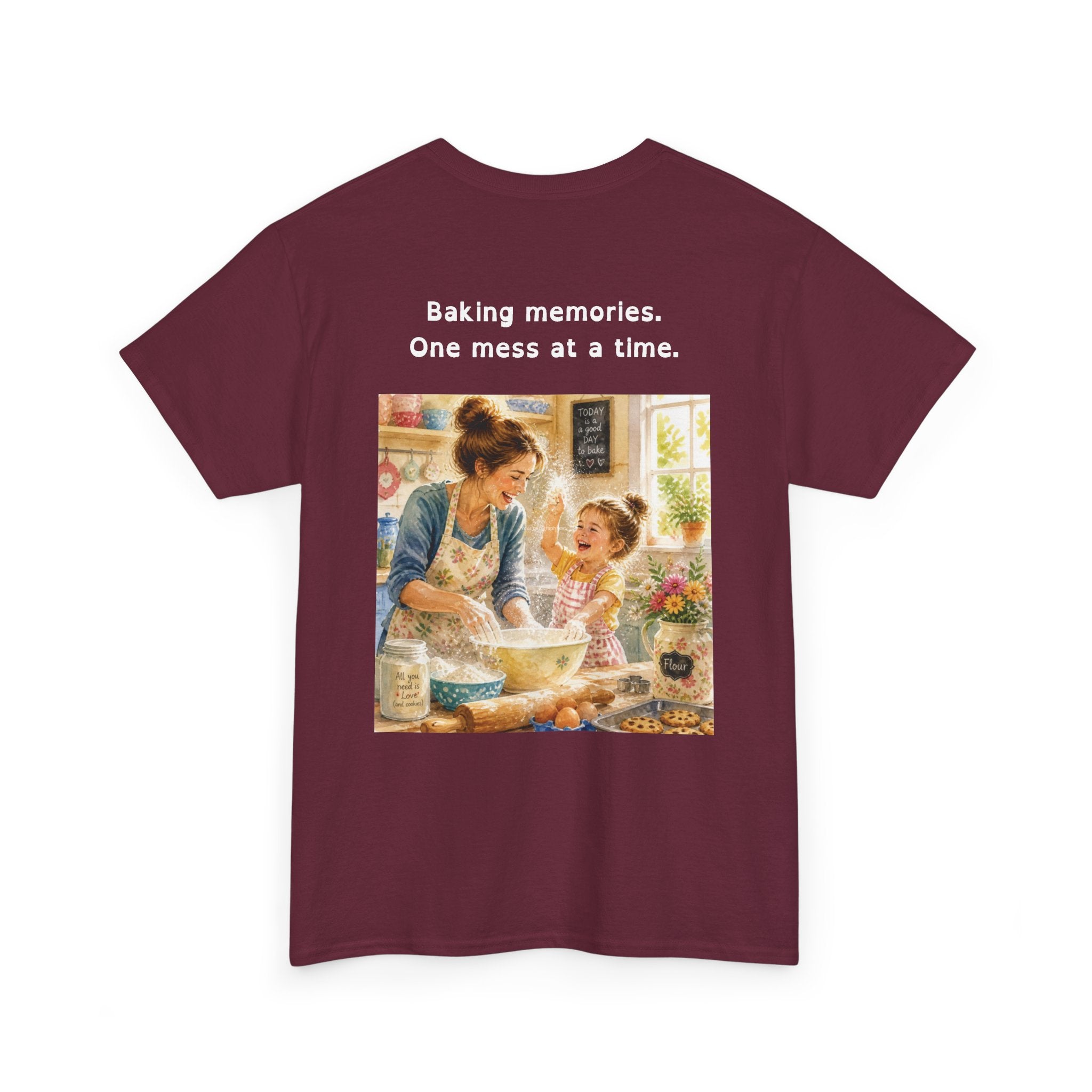 Women's Baking Memories T‑Shirt  "Baking memories. One mess at a time." Retro Mom & Kids Baking Tee