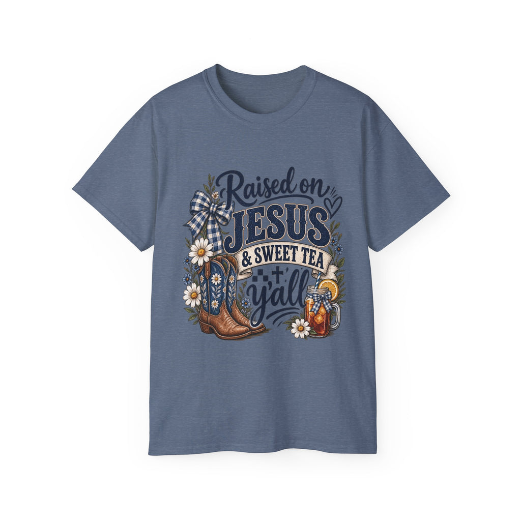 🤎 "Raised on Jesus & Sweet Tea Y’all" Tee