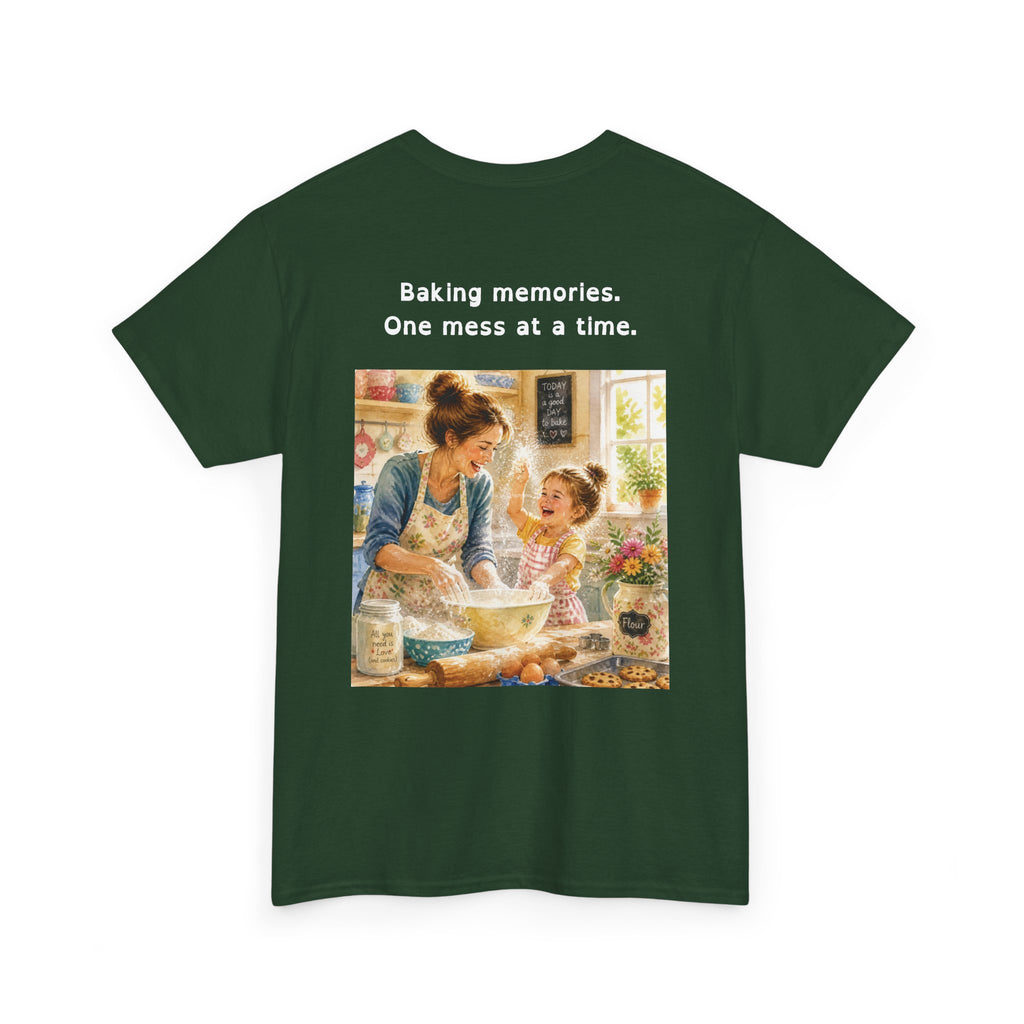 Women's Baking Memories T‑Shirt  "Baking memories. One mess at a time." Retro Mom & Kids Baking Tee
