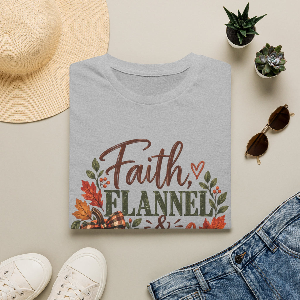 Faith, Flannel & Fall T-Shirt | Christian Fall Tee