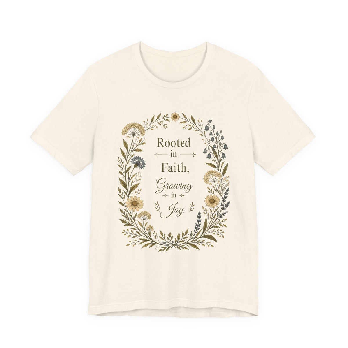Women's Rooted in Faith Floral Tee — "Rooted in Faith, Growing in Joy" Inspirational T‑Shirt