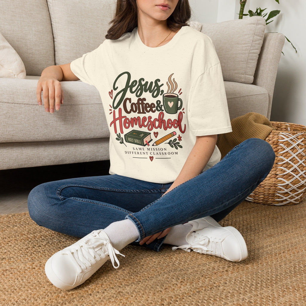 Jesus, Coffee & Homeschool T-Shirt | Christian Homeschool Mom Tee