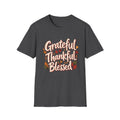 Grateful Thankful Blessed Fall T-Shirt | Rustic Thanksgiving Graphic Tee