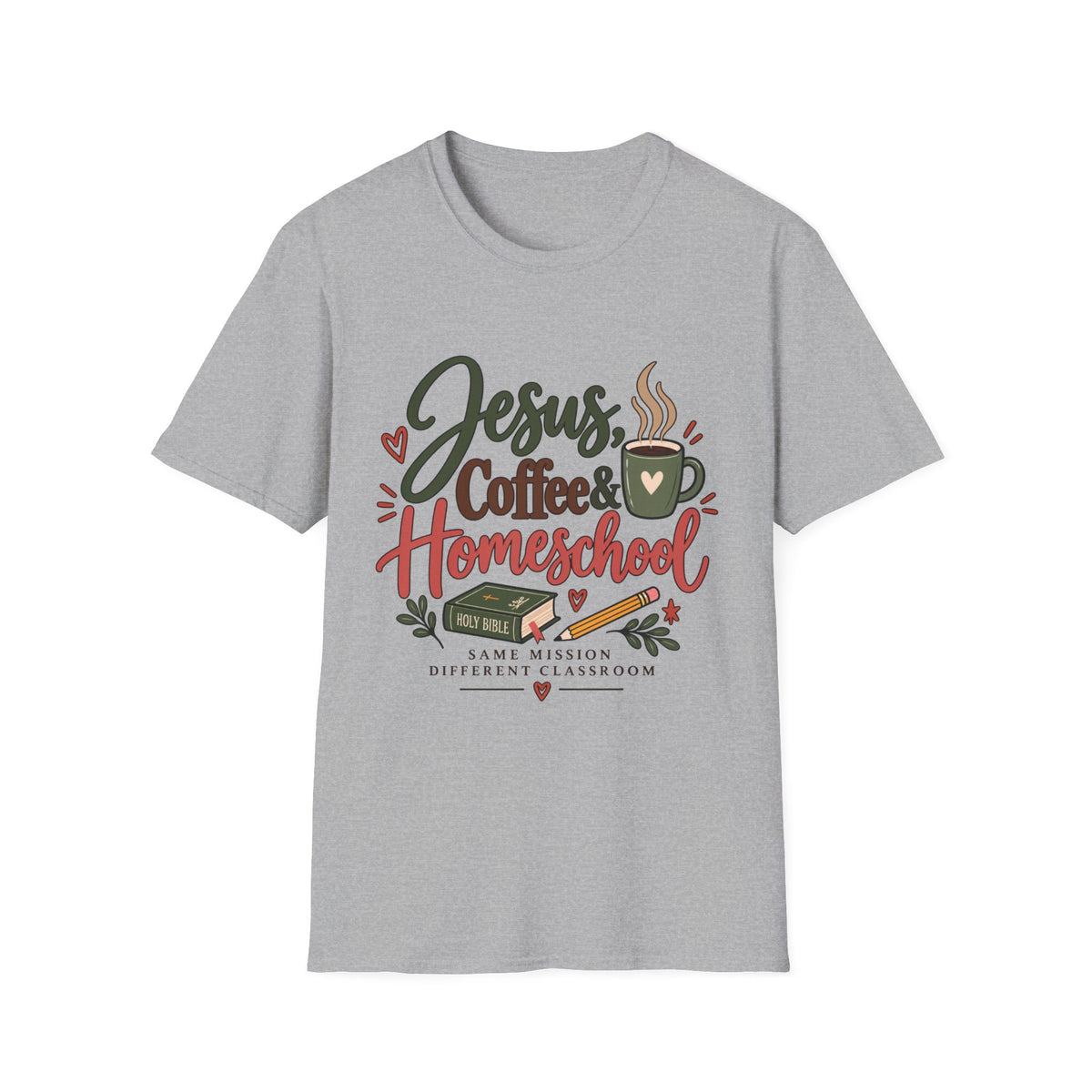Jesus, Coffee & Homeschool T-Shirt | Christian Homeschool Mom Tee