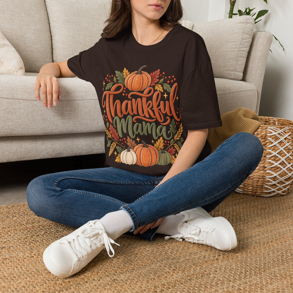 Thankful Mama Fall T-Shirt | Rustic Pumpkin Thanksgiving Tee
