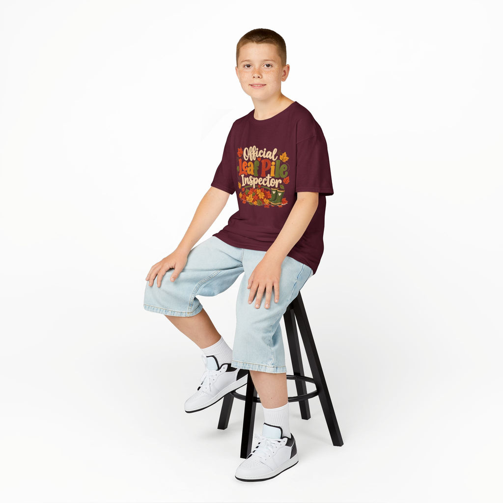 Official Leaf Pile Inspector Kids T-Shirt | Fall Kids Tee