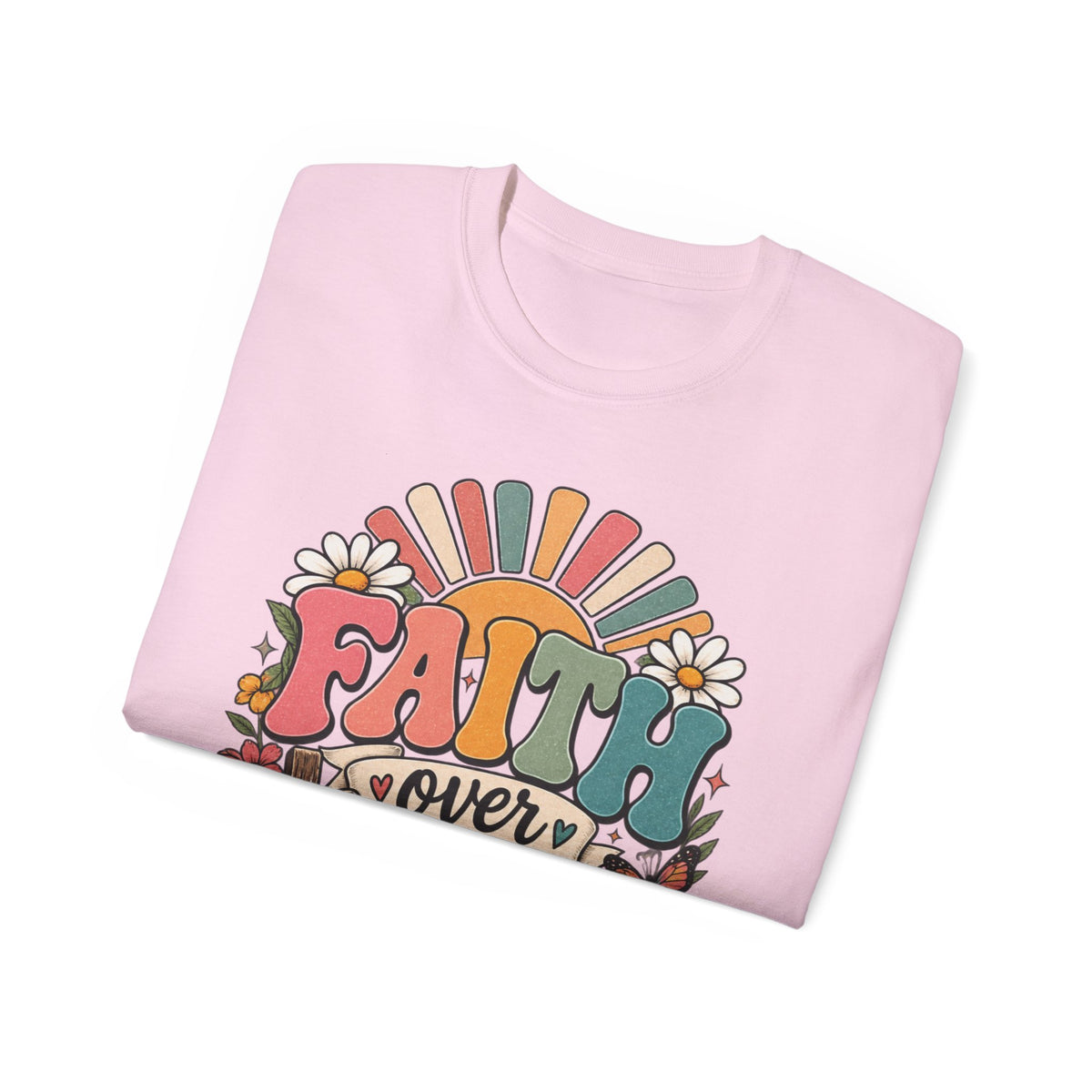 Faith Over Fear Retro Christian Tee 🌼