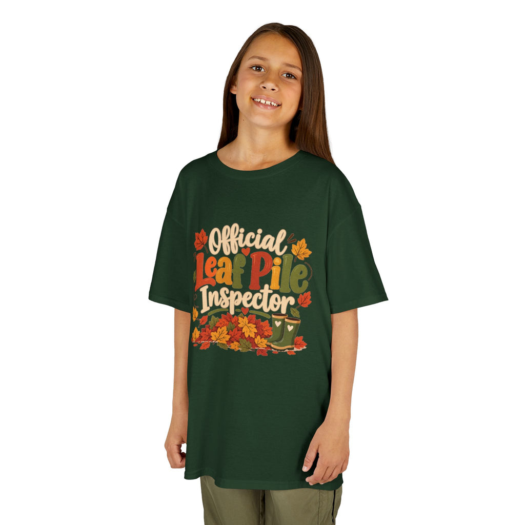 Official Leaf Pile Inspector Kids T-Shirt | Fall Kids Tee