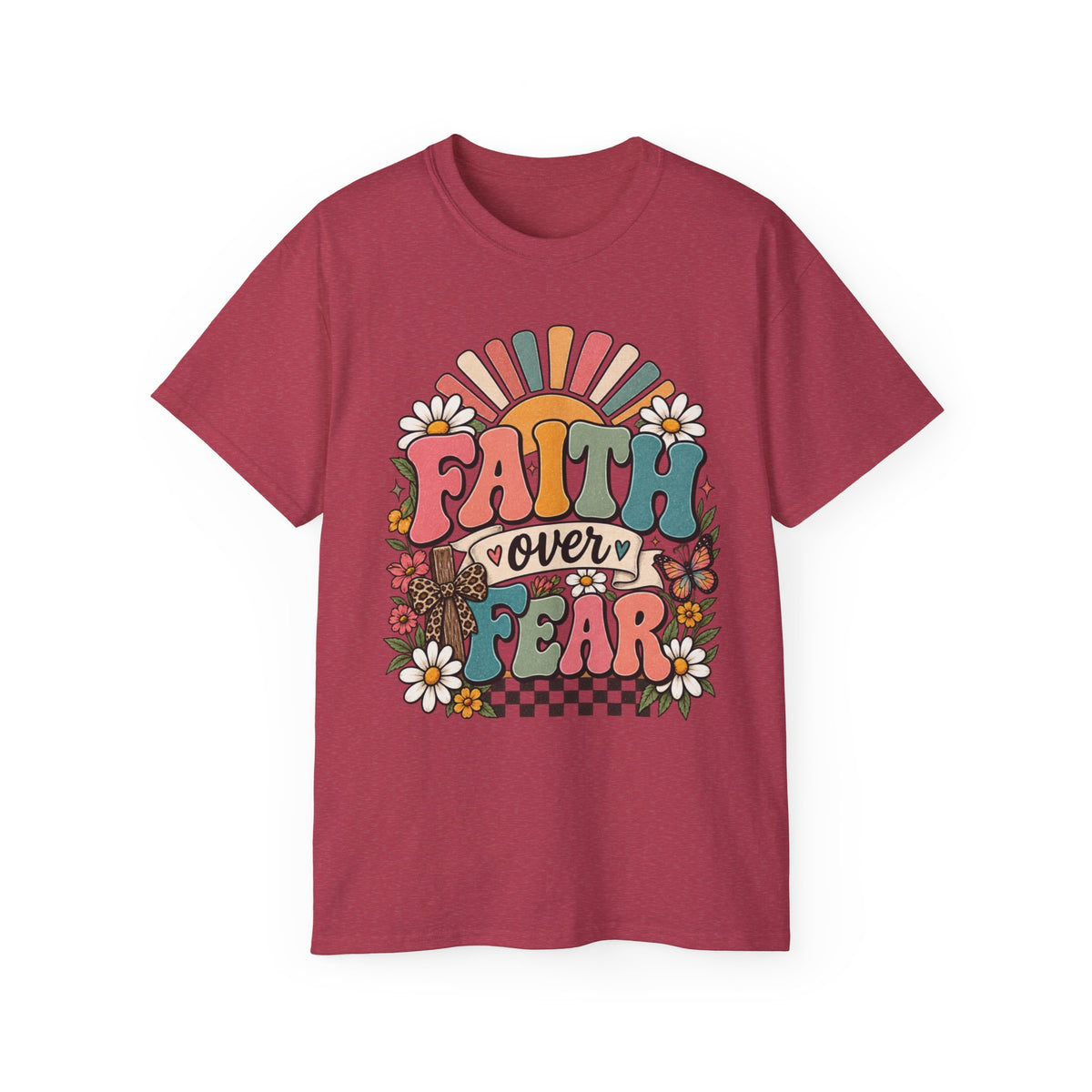 Faith Over Fear Retro Christian Tee 🌼